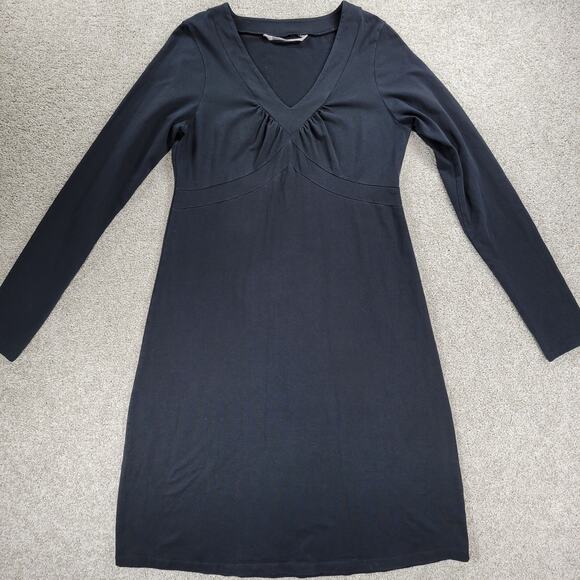 Athleta Senorita Dress Womens L Black Long Sleeve V-neck Stretch Casual Cotton - Picture 9 of 11